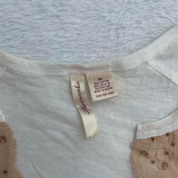 Abercrombie & Fitch Y2K Tee Women's M Sequins 2000s - Picture 3 of 6